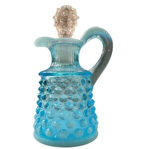 Fenton Opalescent Cruet Bottle Italy Hobnail Pattern Clear Stopper Vintage Glass